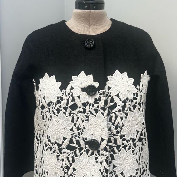 New Kate Spade Madison Avenue Collection Silk Lace Coat Black White Box Stunning - Picture 2 of 10